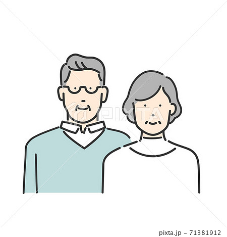 シニア世代の夫婦　上半身イラスト素材　 71381912