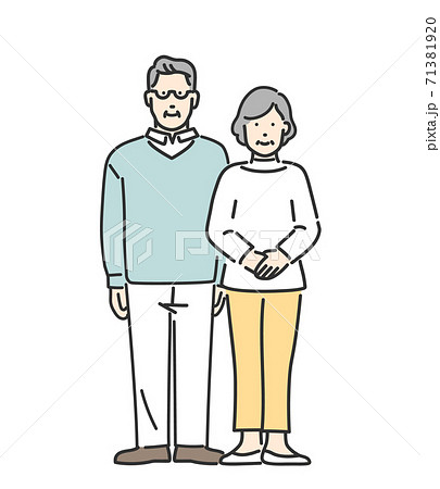 シニア世代の夫婦 全身のイラスト素材 シニア世代の夫婦 全身のイラスト素材 71381920