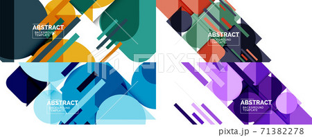 Set of clean minimal geometric abstract backgrounds with triangles and circles. Vector illustration for covers, banners, flyers and posters and other designs 71382278