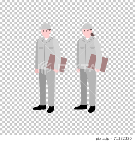 資料を持った作業着姿のイラスト素材のイラスト素材 7133