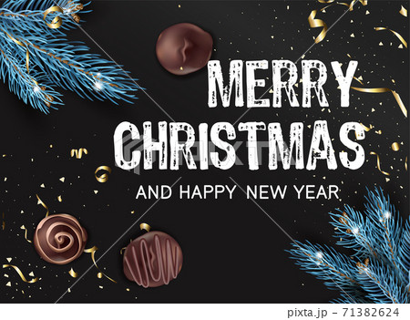 Merry christmas and happy new year, candy and pine 71382624