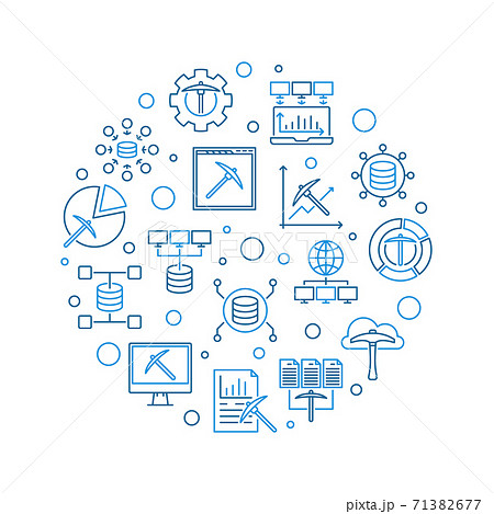 Vector Data Mining concept round blue line illustration Vector Data Mining concept round blue line illustration 71382677