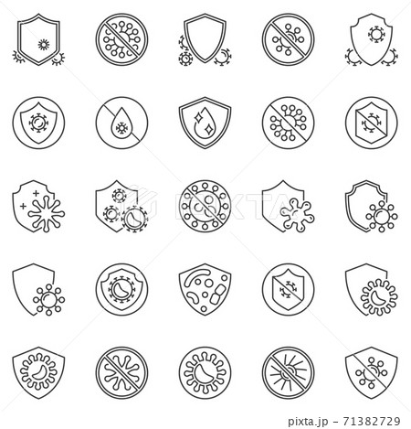 Virus and Antibacterial Protection outline vector icons set 71382729