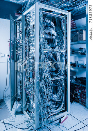 server room rack with tangled network cables creating messy unti server room rack with tangled network cables creating messy unti 71382972