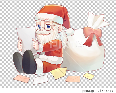 Illustration of Santa Claus reading a letter - Stock Illustration ...