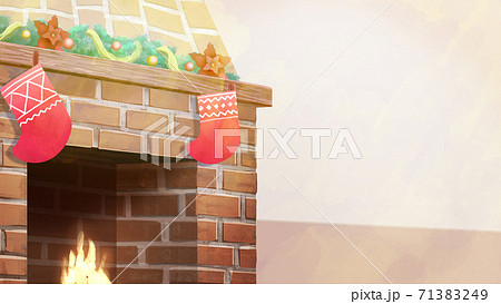 クリスマスの装飾された暖炉のイラストのイラスト素材 クリスマスの装飾された暖炉のイラストのイラスト素材