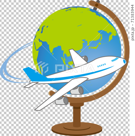 地球儀と飛行機のイメージイラスト 地球儀と飛行機のイメージイラスト 71383944