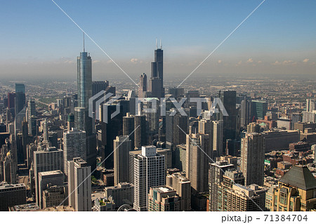 アメリカ合衆国 イリノイ州 シカゴ ジョン ハンコック センターからの眺め の写真素材