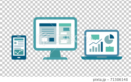 PC and smartphone icon set / digital device / PC / laptop / smartphone / screen 71386148