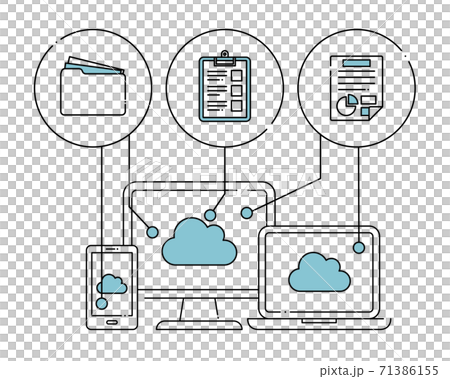 クラウドのイラスト アイコン ビジネス デジタル化 It Pc データ 共有 バックアップ 情報のイラスト素材