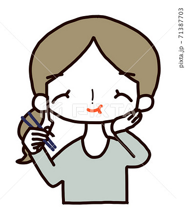 女性 食べる ポーズ アイコンのイラスト素材