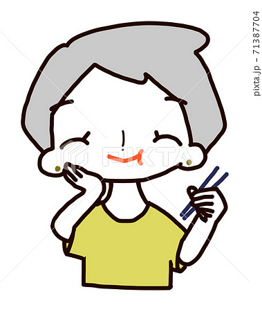 女性 食べる ポーズ アイコンのイラスト素材