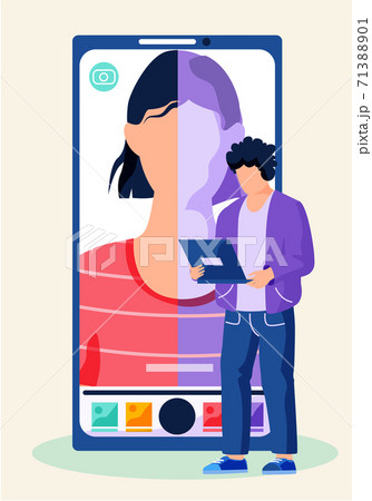 Smartphone screen with modern application for processing. Portrait photo and making selfie concept Smartphone screen with modern application for processing. Portrait photo and making selfie concept 71388901