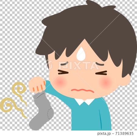 靴下の悪臭に悩む若い男性 71389635
