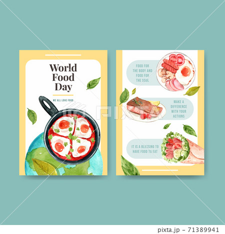 Menu template with world food day concept design for restaurant and food shop watercolor vector 71389941