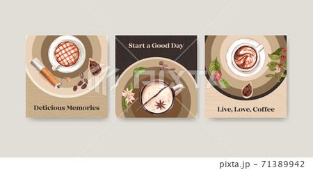 Ads template with international coffee day concept design for advertise and marketing watercolor vector Ads template with international coffee day concept design for advertise and marketing watercolor vector 71389942
