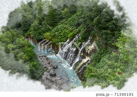 山奥の青い川のイラスト素材