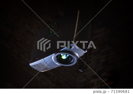 projector for motion picture home theatre system in dark black background projector for motion picture home theatre system in dark black background 71390681