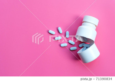 "PrEP" ( Pre-Exposure Prophylaxis). used to prevent HIV. Pink background. 71390834