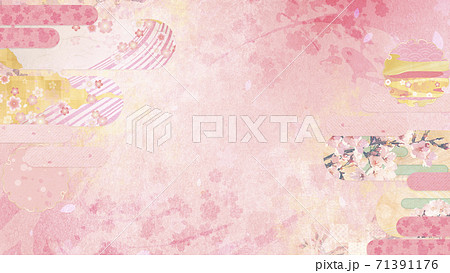 和紙の風合いを感じる背景素材 春、桜の季節【16:9】 和紙の風合いを感じる背景素材 春、桜の季節【16:9】 71391176