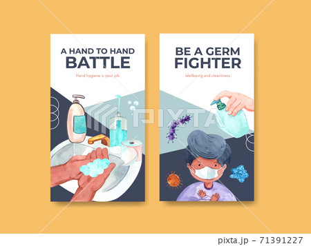 Instagram template with global handwashing day concept design for social media and online marketing watercolor vector 71391227