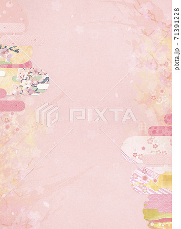 和紙の風合いを感じる背景素材 春、桜の季節【4:3】 和紙の風合いを感じる背景素材 春、桜の季節【4:3】 71391228
