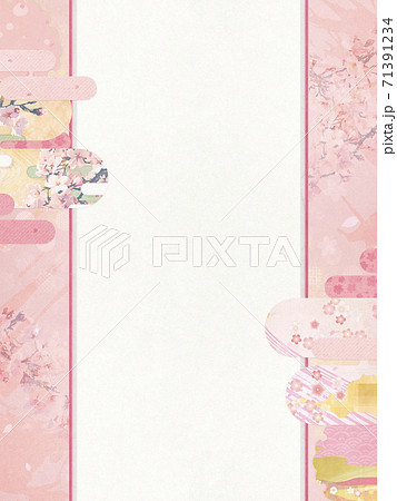 和紙の風合いを感じる背景素材 春、桜の季節【4:3】 和紙の風合いを感じる背景素材 春、桜の季節【4:3】 71391234