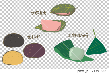 Japanese sweets Sakuramochi Ohagi Fumanju Japanese sweets Sakuramochi Ohagi Fumanju 71391383