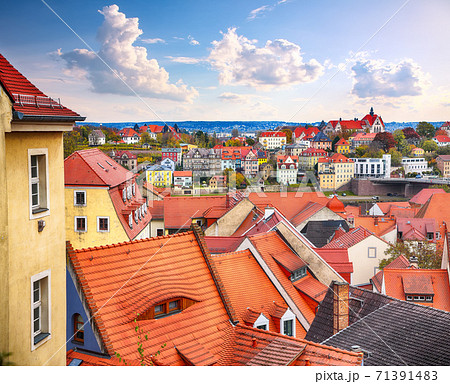 Marvelous view on cityscape of Meissen town on the River Elbe. 71391483