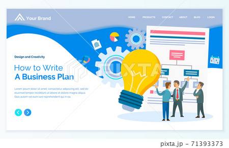 Business site template. Making innovative decisions, business ideas, a big light bulb, teamwork 71393373