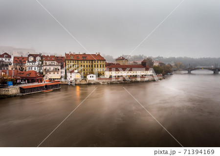 In the morning on Charles Bridge in Prague 71394169