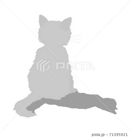 Cat From Back Black And White Silhouette With のイラスト素材