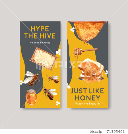 Flyer template with honey concept design for...のイラスト素材