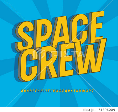 High bold letters, comic book style alphabet. Yellow cartoon font on blue background with radial rays. Type for retro logo, nostalgic art monogram, draw lettering. Vector typographic design High bold letters, comic book style alphabet. Yellow cartoon font on blue background with radial rays. Type for retro logo, nostalgic art monogram, draw lettering. Vector typographic design 71396009