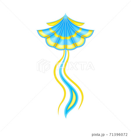 Shaped Yellow and Blue Kite as Tethered Craft with Wing Surface and Tail Vector Illustration Shaped Yellow and Blue Kite as Tethered Craft with Wing Surface and Tail Vector Illustration 71396072