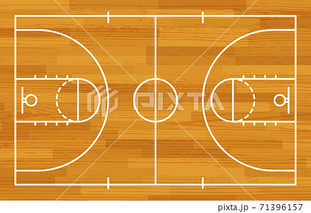 Basketball fireld with markings and wood texture. Vector 71396157