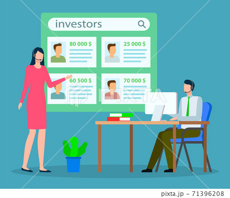Discussion about investors, brainstorming. Business idea development, strategies generation concept 71396208