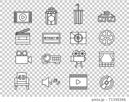 Movie cinema icon set line art 71398366