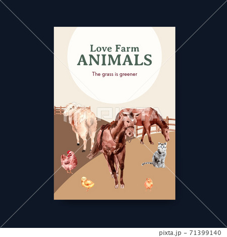 Poster template with farm organic concept design for marketing and leaflet  watercolor  vector illustration. 71399140
