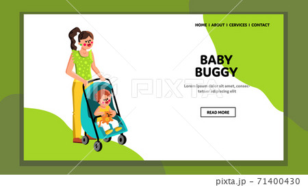 Son Child In Baby Buggy Carrying Mother Vectorのイラスト素材