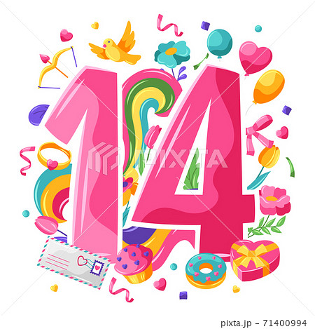 Happy Valentine Day greeting card. 71400994