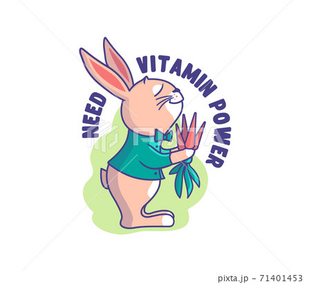 The funny bunny is a vegetarian. Cartoonish rabbit with a carrot bouquet The funny bunny is a vegetarian. Cartoonish rabbit with a carrot bouquet 71401453
