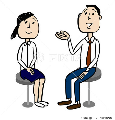 女性社員に優しくアドバイスする男性社員のイラスト素材 71404090 Pixta