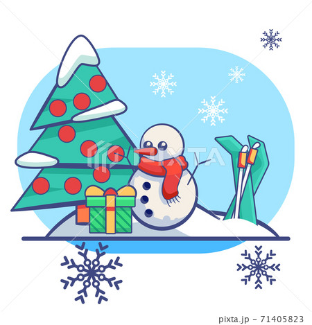 Christmas tree, snowman on white isolated backdrop Christmas tree, snowman on white isolated backdrop 71405823