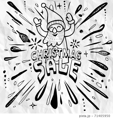Hand drawn Christmas doodles, Santa Claus jumps out of the Chris Hand drawn Christmas doodles, Santa Claus jumps out of the Chris 71405950