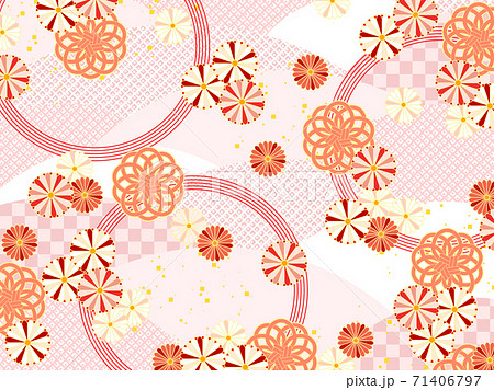 菊と水引の和柄背景のイラスト素材