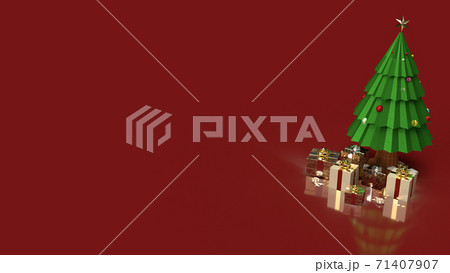 The Christmas tree and gift boxes for holiday content 3d rendering.. The Christmas tree and gift boxes for holiday content 3d rendering.. 71407907