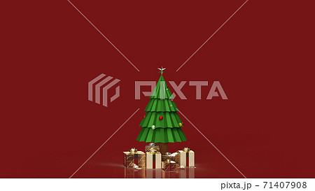 The Christmas tree and gift boxes for holiday content 3d rendering.. 71407908