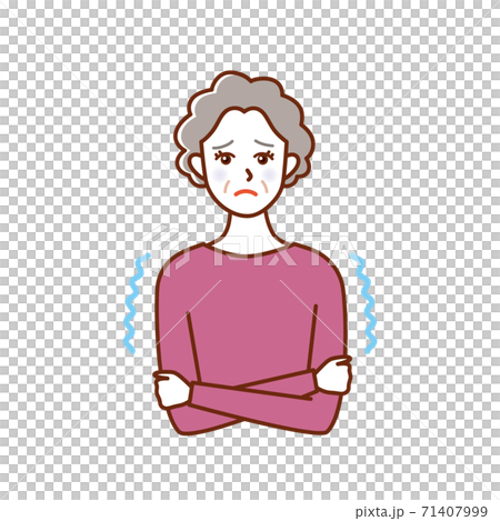 Elderly woman with chills Elderly woman with chills 71407999