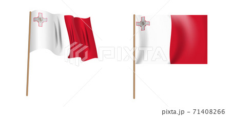 colorful naturalistic waving flag of the Republic of Malta. Vector Illustration 71408266